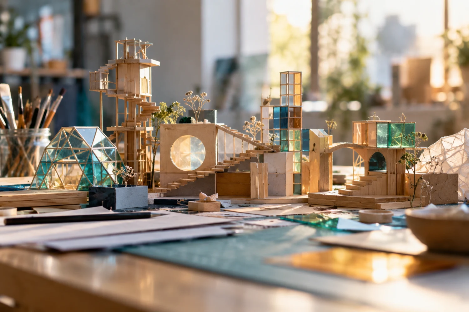 Handmade miniature sculptures and art materials